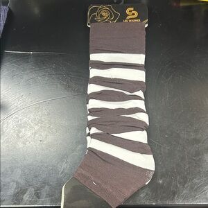 Striped Brown and Gray Leg Warmer